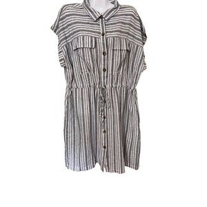 Time And Tru Buttom Down Shirt Dress Linen Blend Beachy Resort Boho Lagenlook